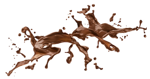 Chocolate splash isolated on white background