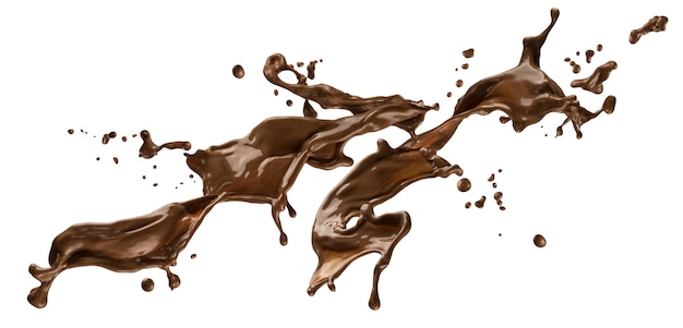 Chocolate splash isolated on white background