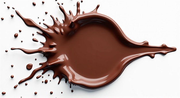 a chocolate splash with a drop of chocolate dripping out of it