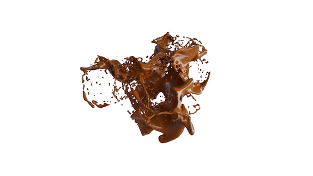 Chocolate Splash with droplets 3d rendering includes clipping path 3d illustration