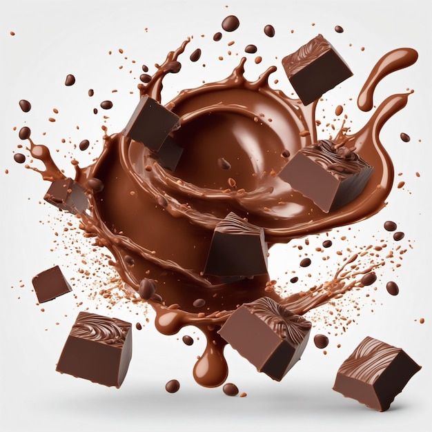 Chocolate splash with white background Generated with AI