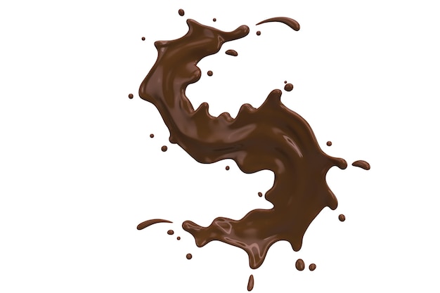 Chocolate splashes curve isolate on White background