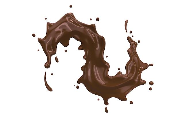 Chocolate splashes curve isolate on White background