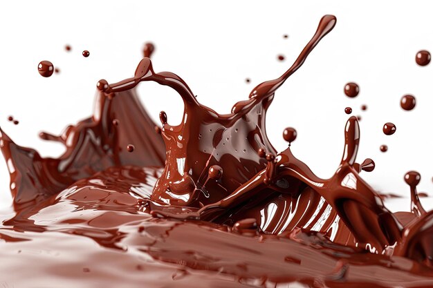 Chocolate splashes isolated on white background