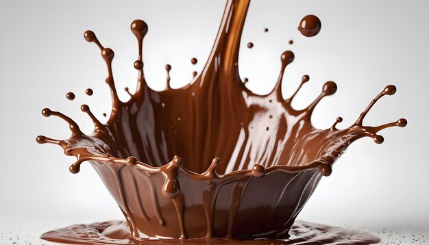 Photo chocolate splashes on a white background