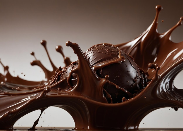 Chocolate Splashing World Chocolate Day images banner design Generative ai