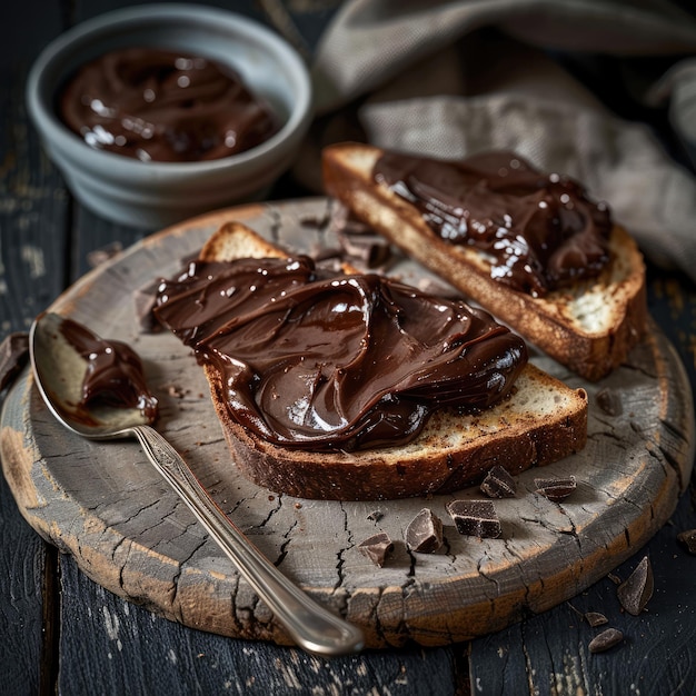 Photo chocolate spread on bread