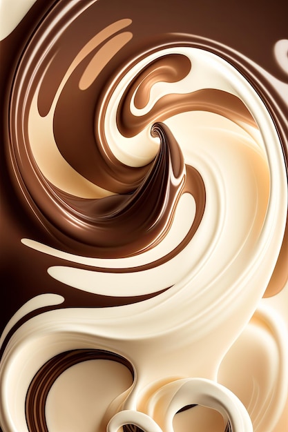 Chocolate swirl background with white and brown swirls Generative AI