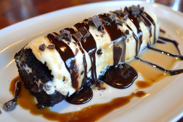 Chocolate Swiss roll with a caramel drizzle