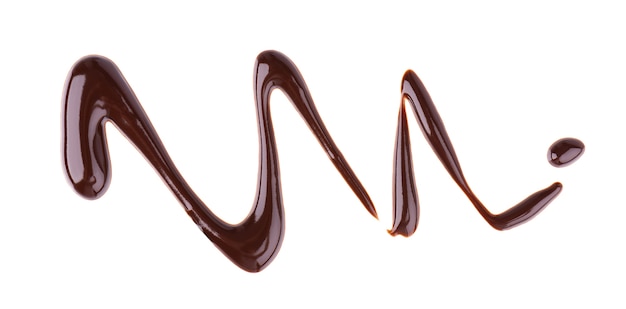 Chocolate syrup drizzle isolated on white