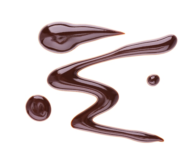 Chocolate syrup drizzle isolated on white