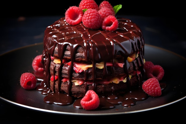 Chocolate Truffle Cake with Raspberry Drizzle