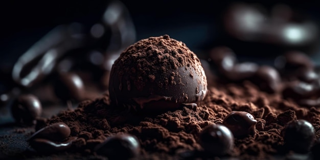 A chocolate truffle with chocolate on top