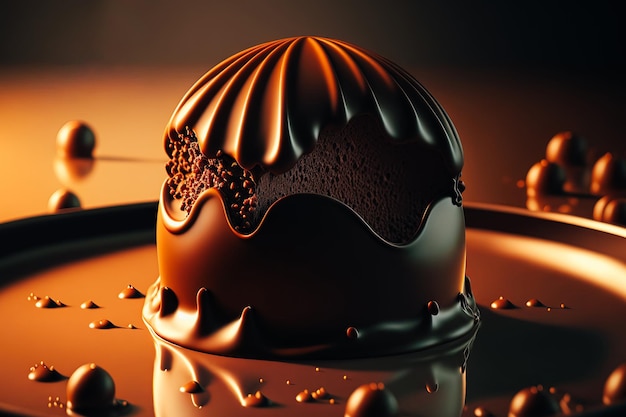 A chocolate truffle with a smooth filling