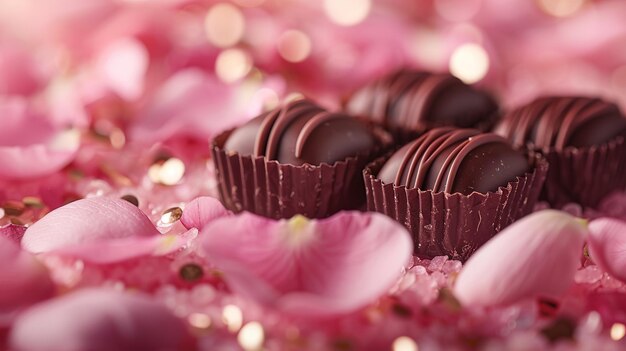 Chocolate Truffles on a Bed of Rose Petals