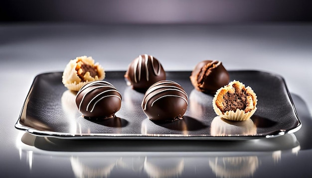 Chocolate Truffles on a Silver Platter