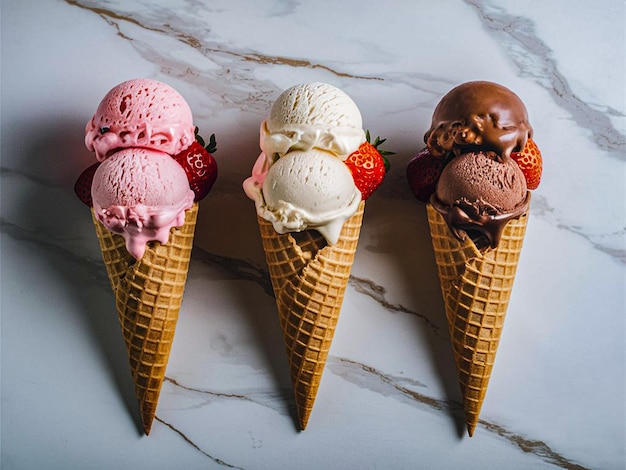 Chocolate and vanilla rainbow ice cream set