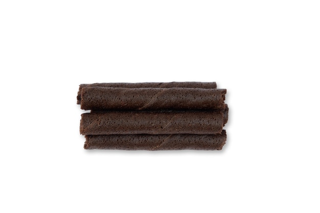 Chocolate wafer roll isolated on a white background