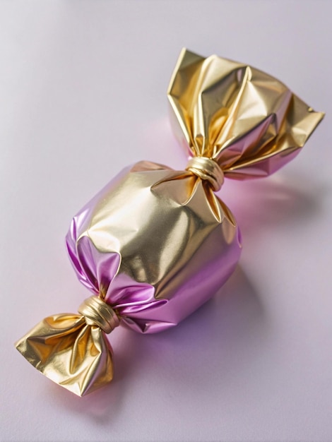 Photo a chocolate wrapped in foil and tied with a ribbon