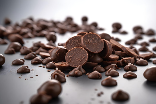 Chocolates chips isolated on white background