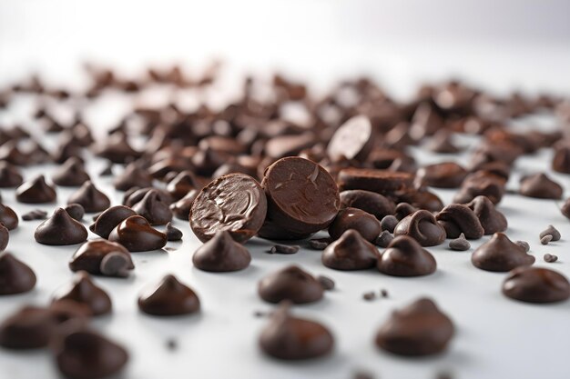 Chocolates chips isolated on white background