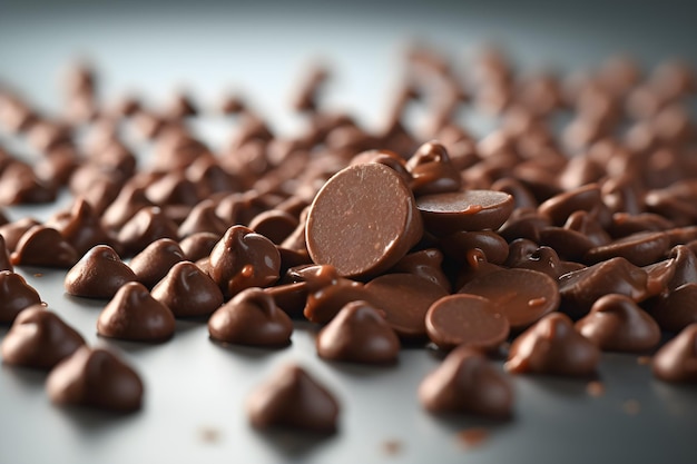 Chocolates chips isolated on white background