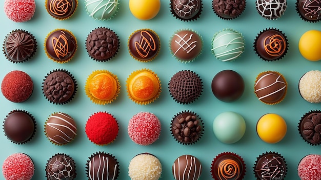 chocolates of different flavors top view wallpaper