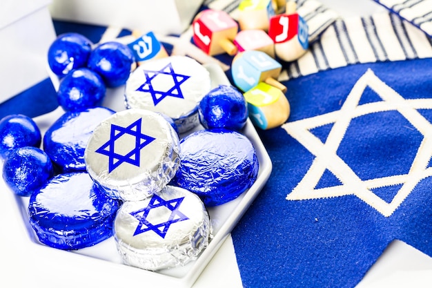 Chocolates with Star of David for Hanukkah.