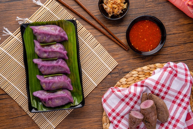 Choi pan steamed vegetable dumplings also known as Chai Kwe or Chai Kue is one of the many special traditional Asian delicacies and this Choi Pan is made from purple sweet potato