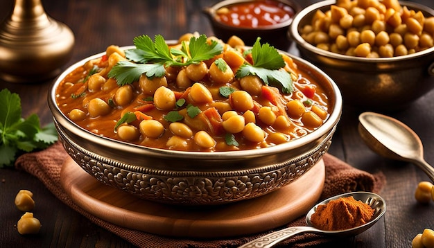 Chola chana chaat bowl of chickpeas curry or chola masala ar c