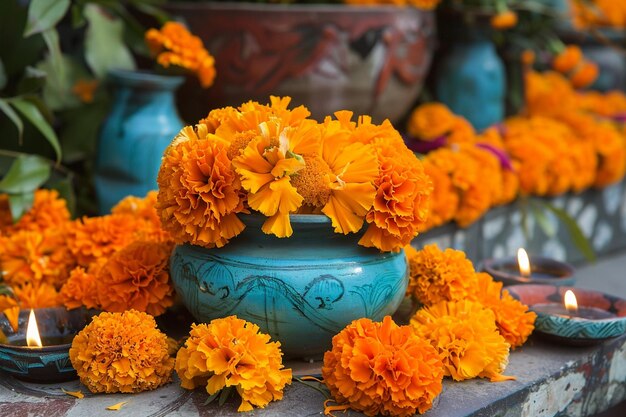 Choosing vibrant marigold flower arrangements for generative ai