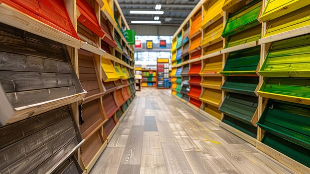 choosing wood protection paint color in building materials shop