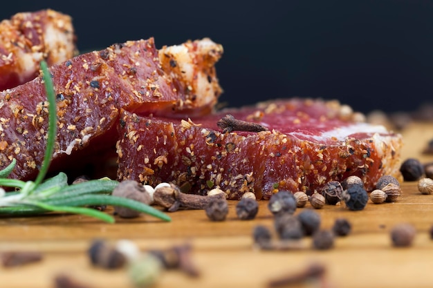 Chopped dried meat with spices and herbs