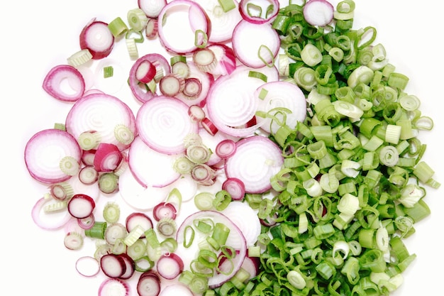 Chopped green and red onions