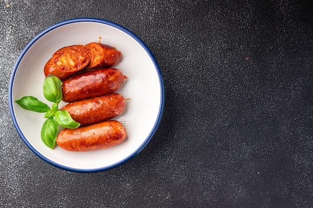 chorizo sausages spicy sausage delicious snack meal food snack on the table copy space food