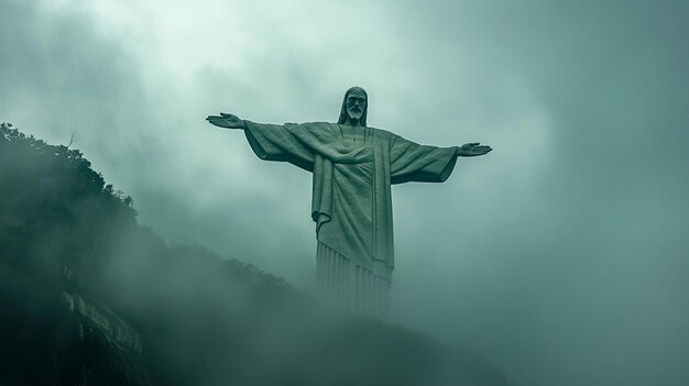 Photo christ the redeemer statue against a blue sky