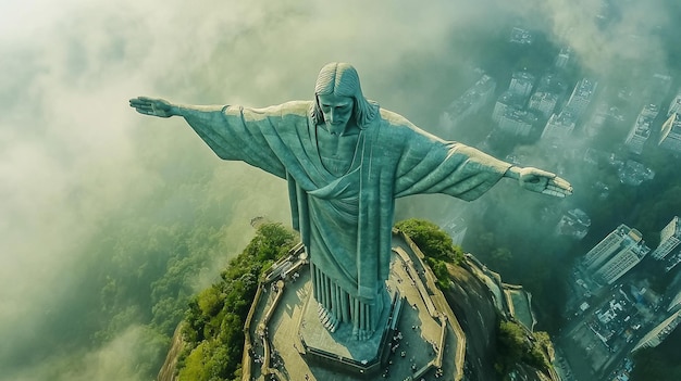 Photo christ the redeemer statue against a blue sky