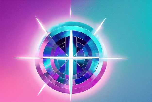 Christian Cross Neon Futuristic Abstract Cyberpunk Palm Sunday Good Friday Concept Ai generated