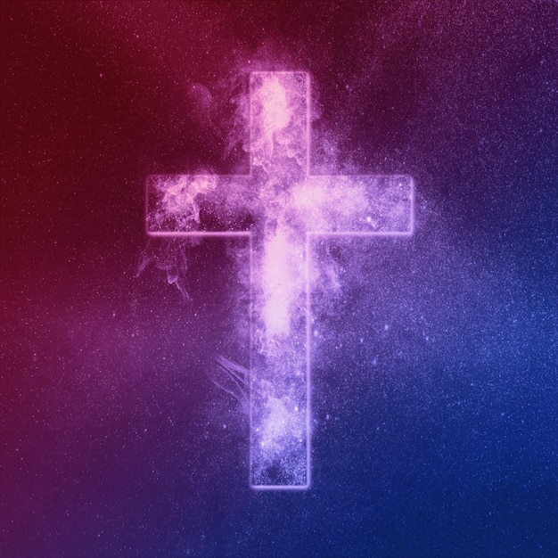 Christian cross symbol Red Blue