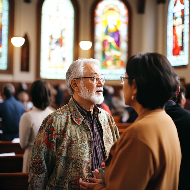 Photo christian worship gathering with devoted participants