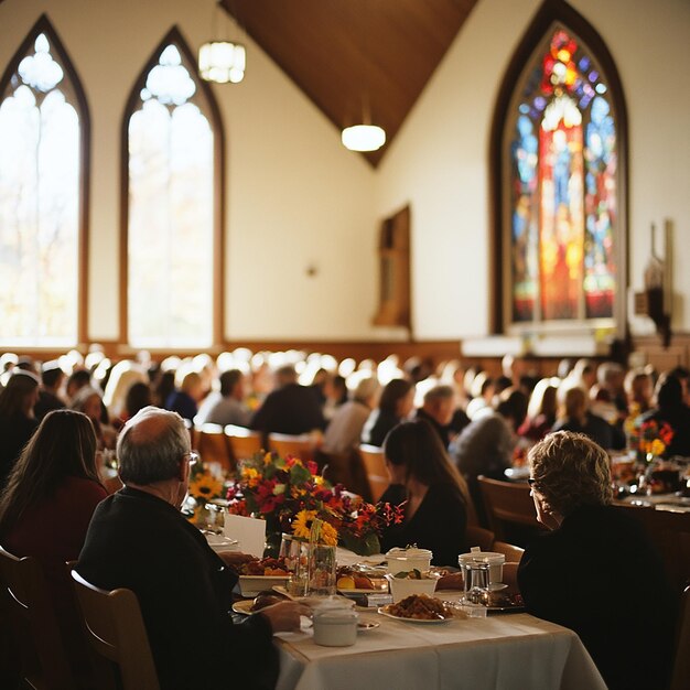 Photo christian worship gathering with devoted participants