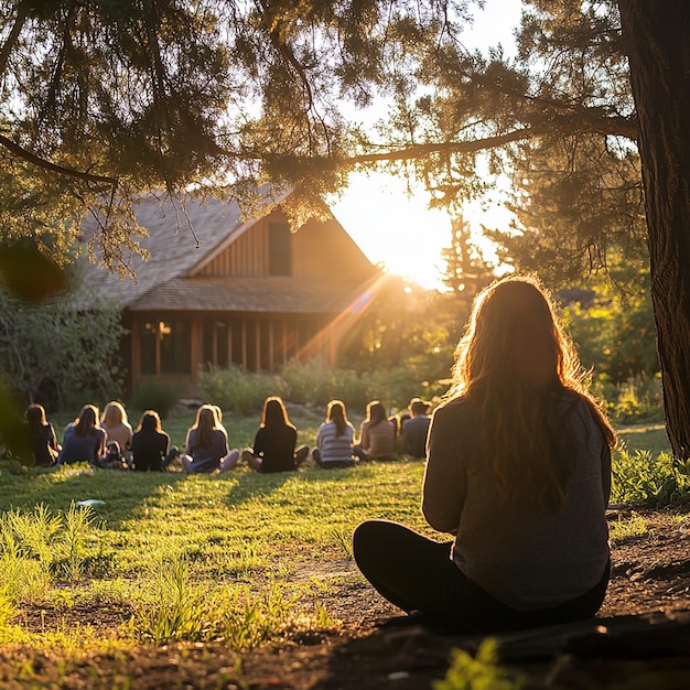 Photo christian worship gathering with devoted participants