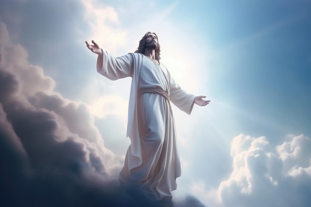 Christianity figure Jesus Christ in the Heaven Generative AI