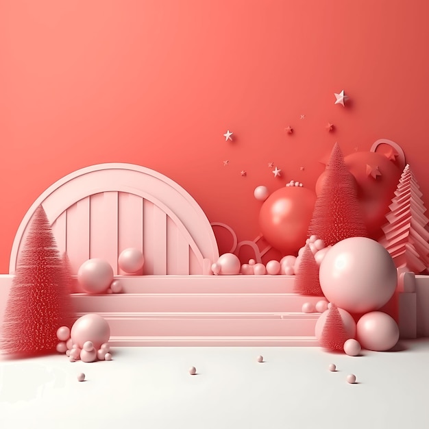 Christmas 3D Art Merry Christmas and Happy New Year background 3D Christmas Concept Christmas 3D