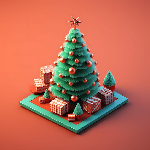 Christmas 3D Art Merry Christmas and Happy New Year background 3D Christmas Concept Christmas 3D