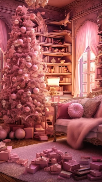 Christmas atmosphere in pink