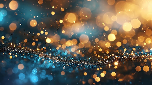 Christmas backdrop abstract background with dark blue and gold particles Generative AI