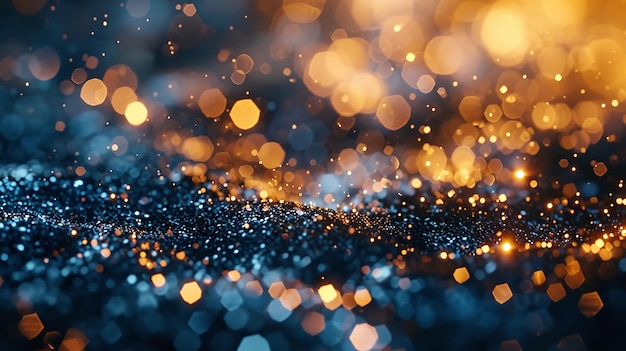 Christmas backdrop abstract background with dark blue and gold particles Generative AI