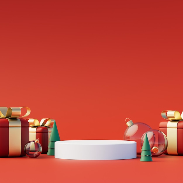 Christmas background concept with roman 3d podium for product presentation. 3d rendering