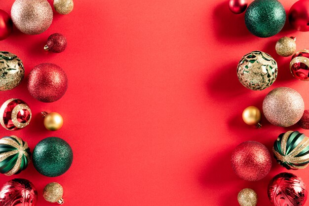 Christmas background decoration concept on red background